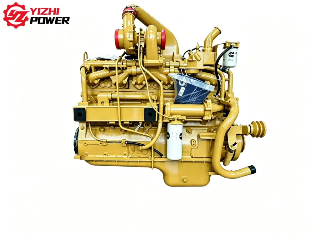 Vista lateral derecha del conjunto del motor Cummins NT855, facilitada por YiZhi Power