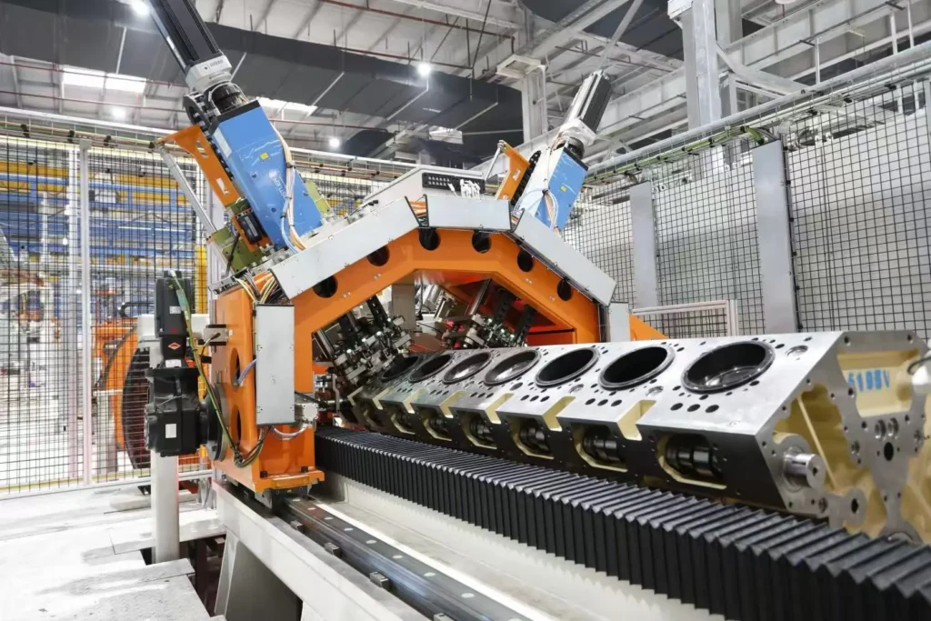 Cummins parts supplier manufacturing diesel engine block components on automated production line for commercial vehicles and heavy equipment