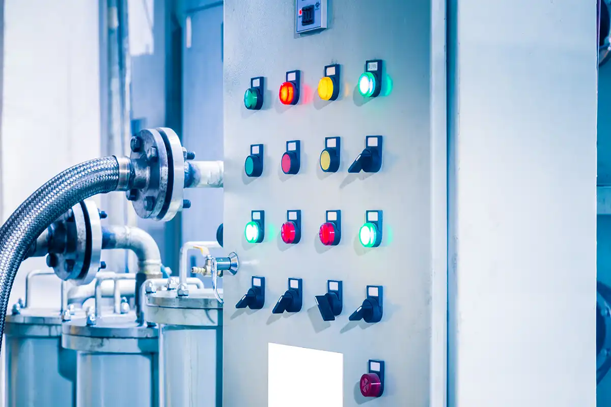 data center generator engines connected to control systems for emergency power management