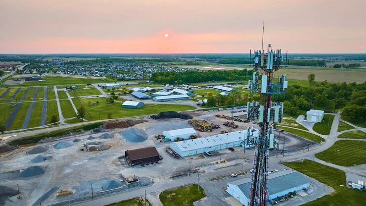 industrial generator engines powering remote telecom tower and industrial site