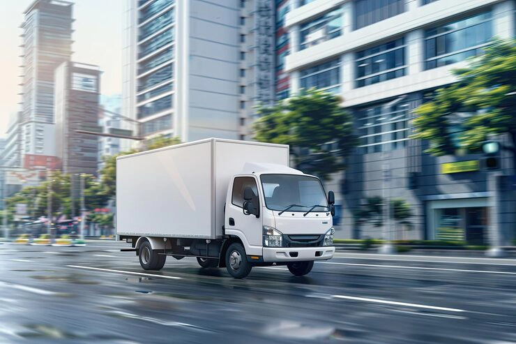 delivery truck engines powering urban logistics vehicles in city streets