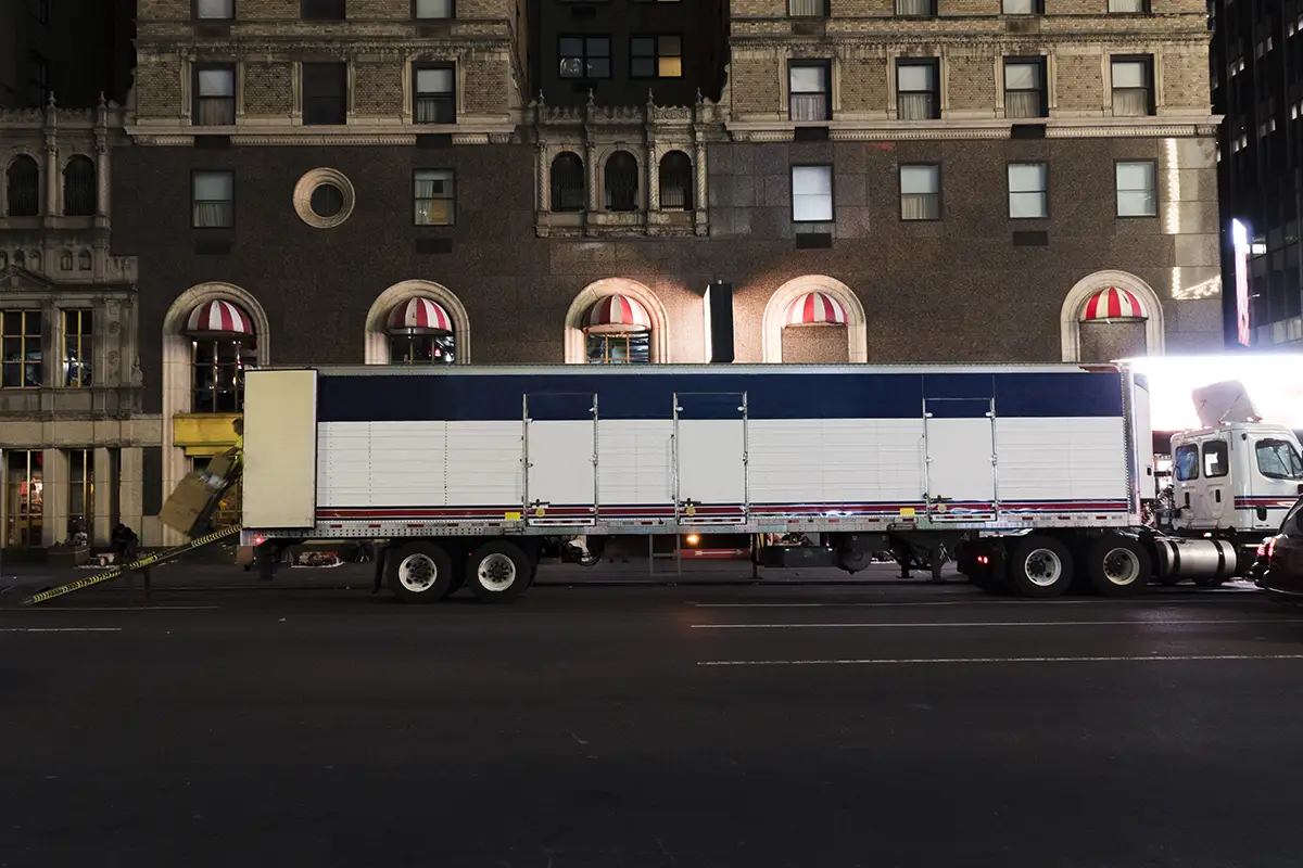 long haul truck engines used in urban freight transportation at night