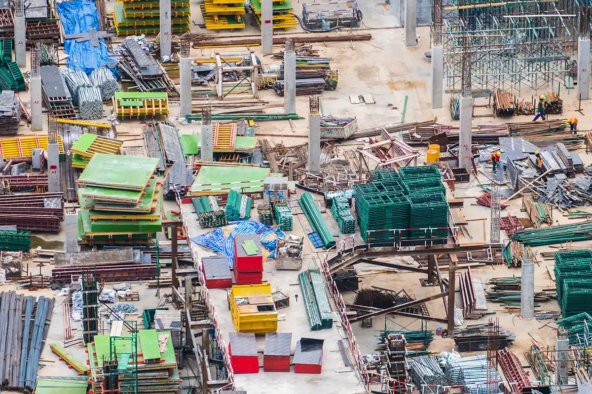 construction site using bulldozer engine powered machinery