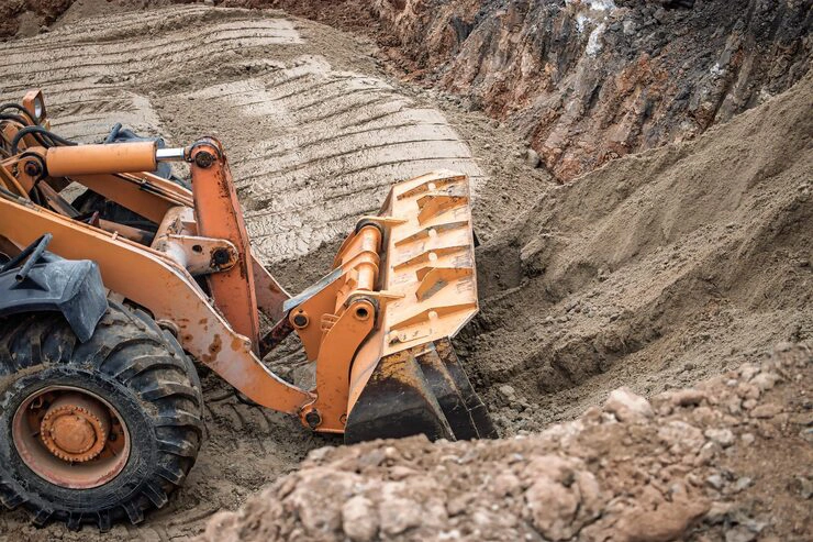 bulldozer engine used in earthmoving and soil handling