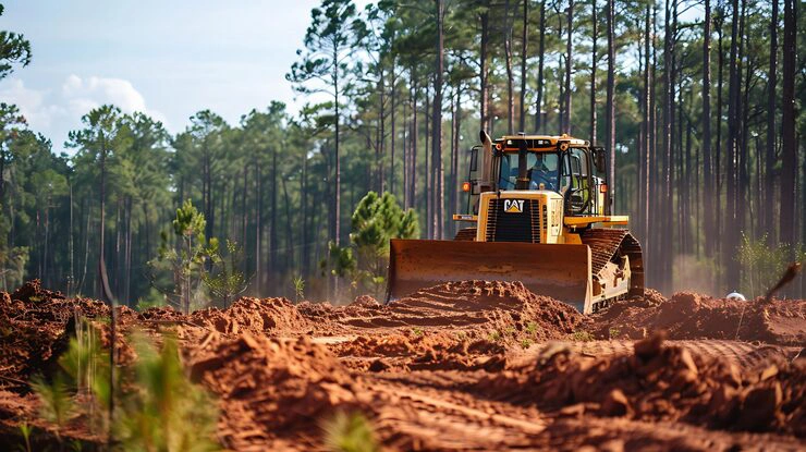 bulldozer engine used for land clearing and forestry work