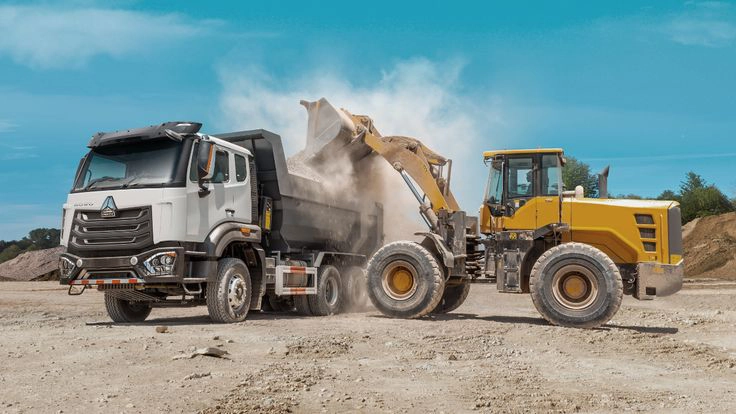 truck diesel engines handling heavy load transport with loaders