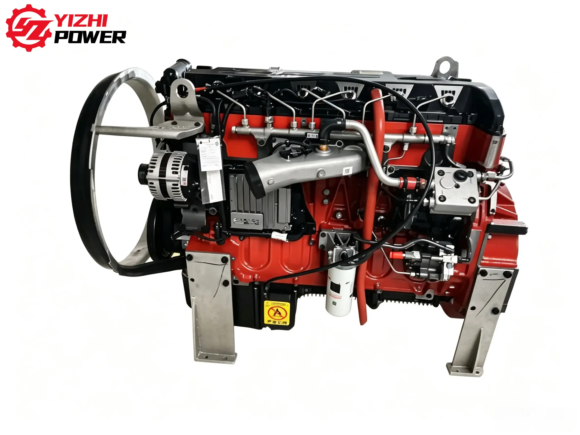 Cummins ISG engine assembly front view with complete fuel system and OEM components
