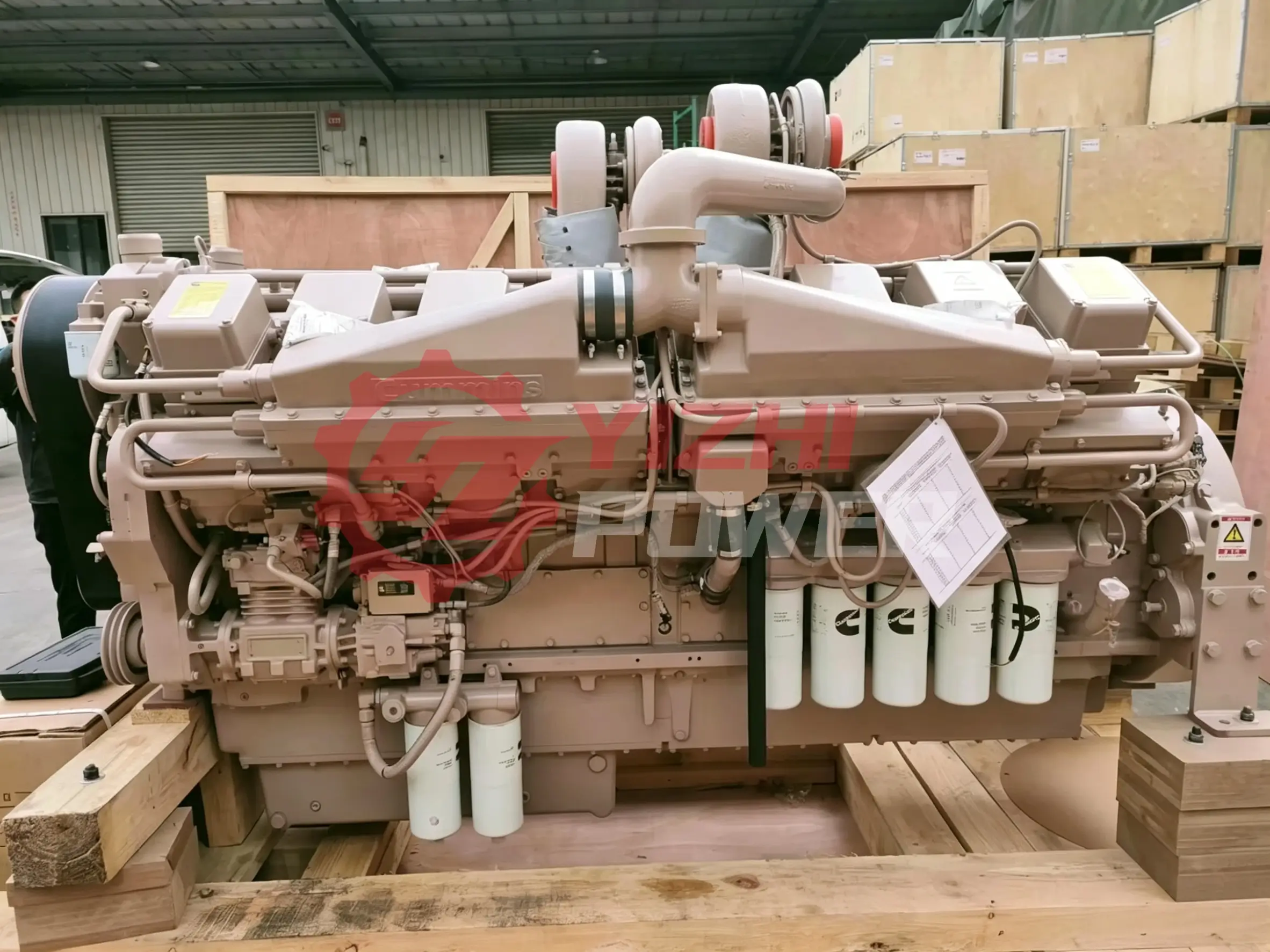Cummins K38 diesel engine assembly ready for export shipment