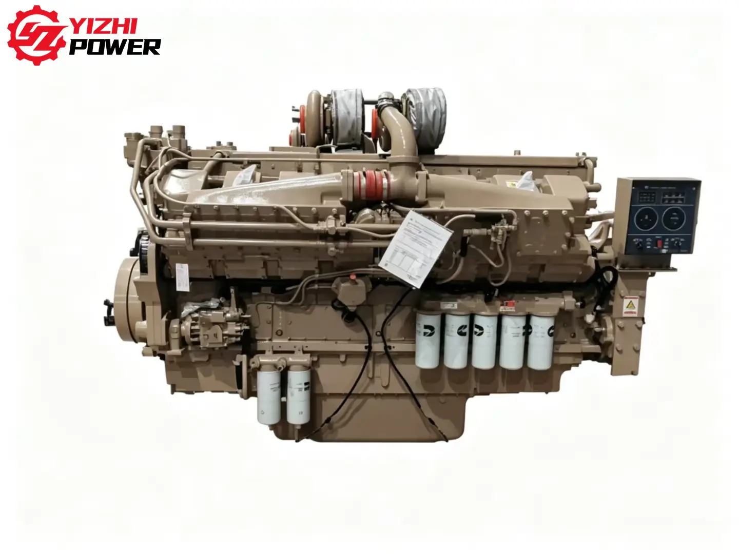 Brand new Cummins K50 engine assembly for industrial and marine applications.