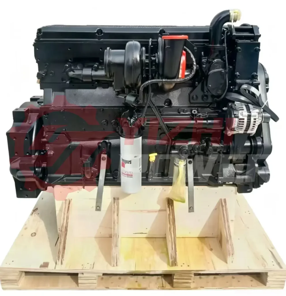 Side view of a Cummins X15 engine showcasing the turbocharger and high-pressure fuel system components for technical troubleshooting.