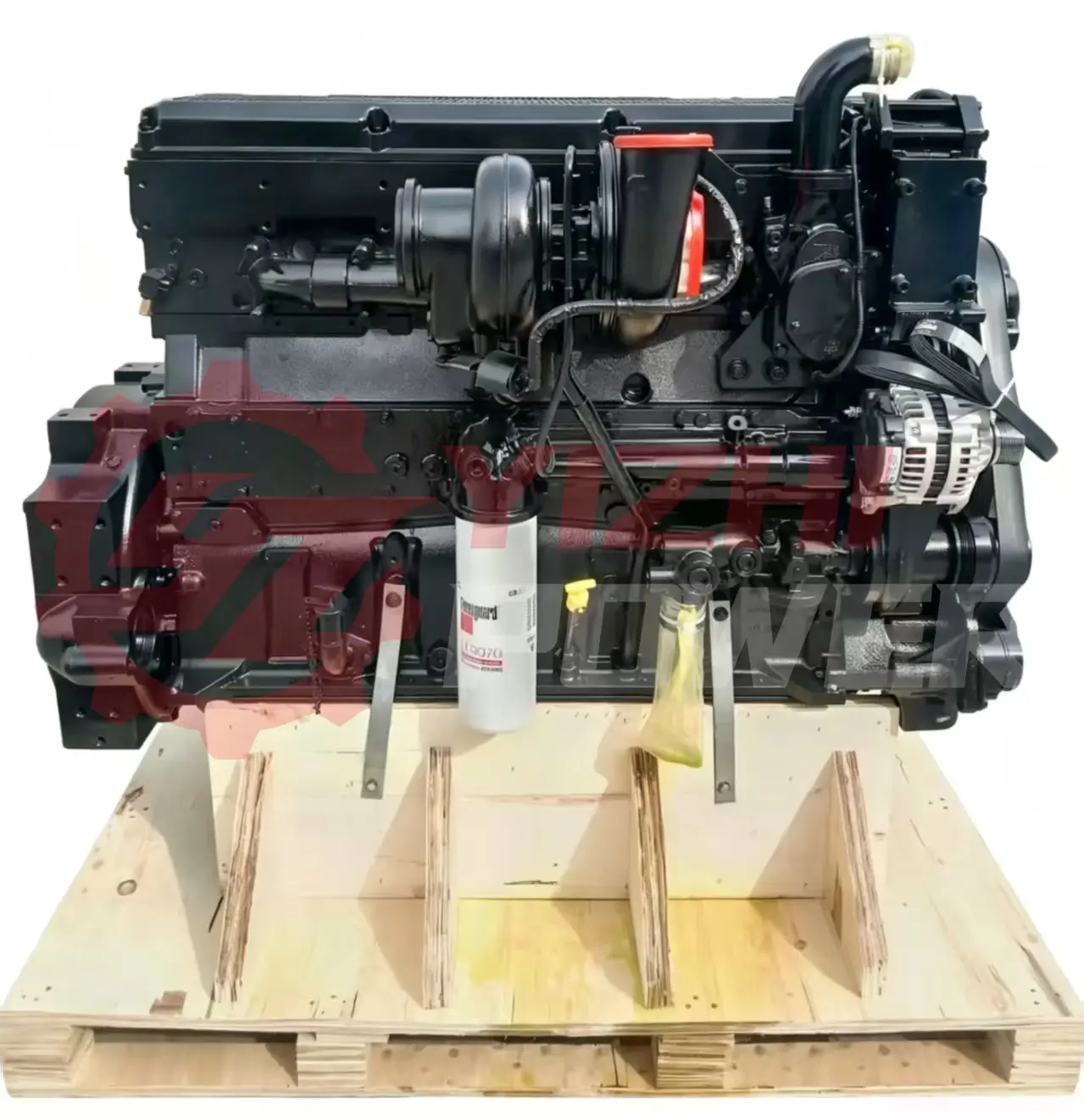 Side view of a Cummins X15 engine showcasing the turbocharger and high-pressure fuel system components for technical troubleshooting.