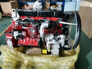 Rear view of Cummins ISG diesel engine assembly with turbocharger system