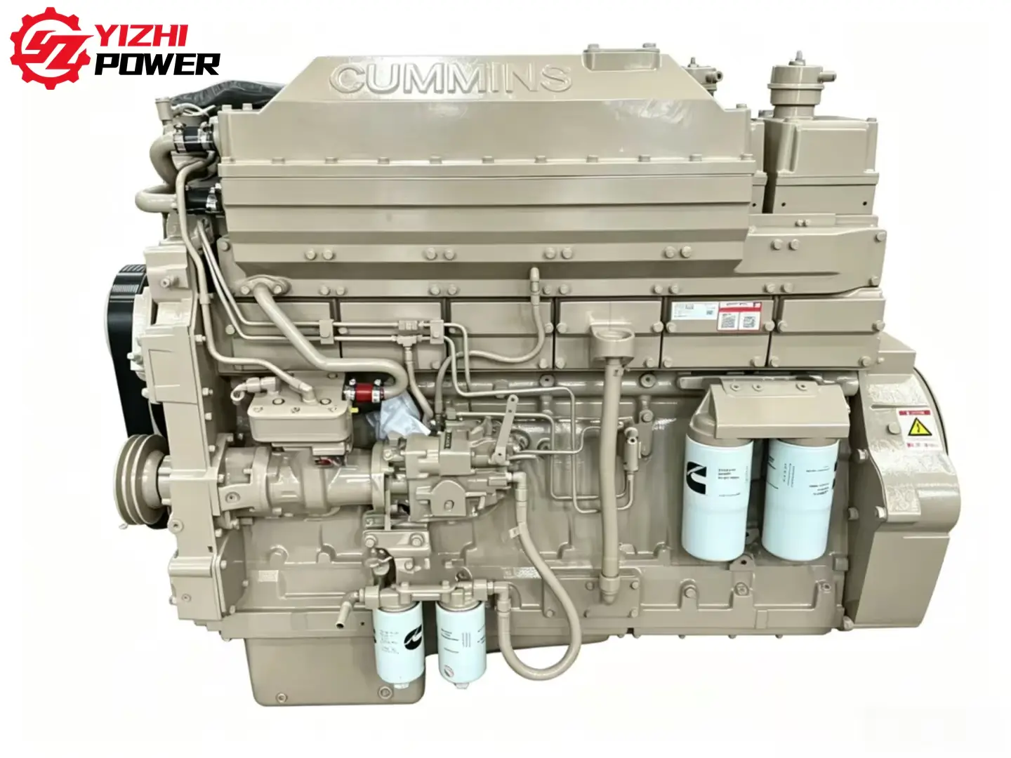 Genuine CCEC Cummins K19 diesel engine showing original valve cover and fuel filters