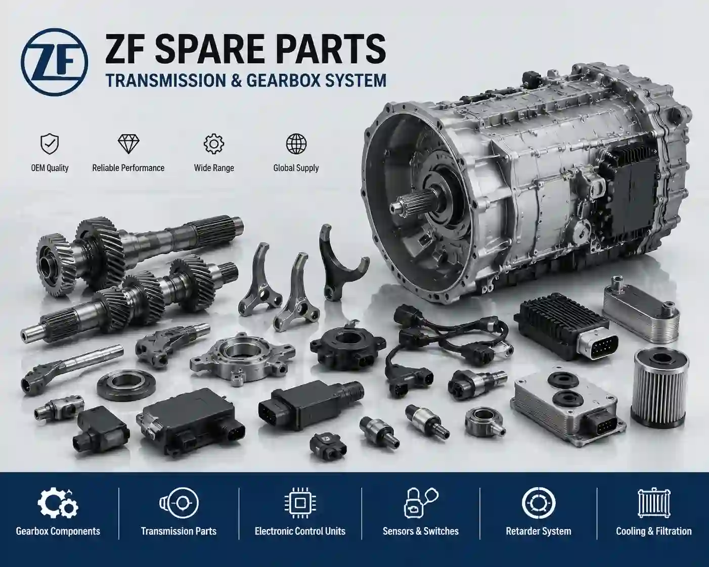 ZF spare parts transmission and gearbox system components OEM supplier YiZhi Power brand new parts catalog