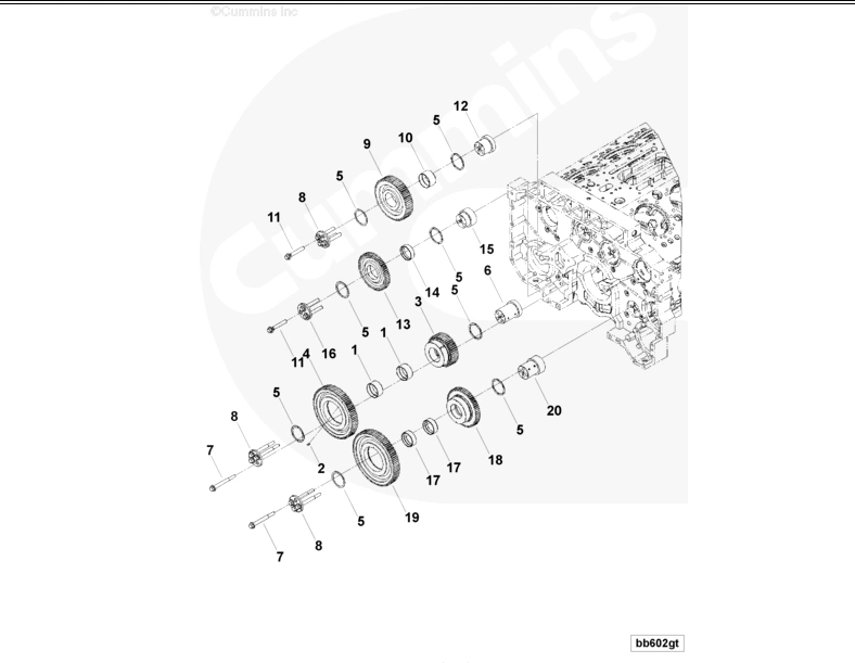 Cummins K60 Idler Gear 3646066 Exploded View