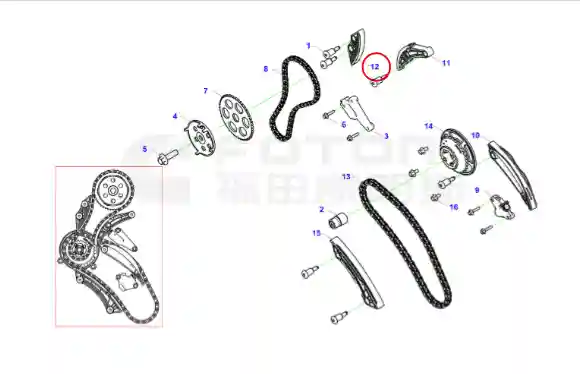 Cummins ISF2.8 Chain Guide 5521785 exploded view