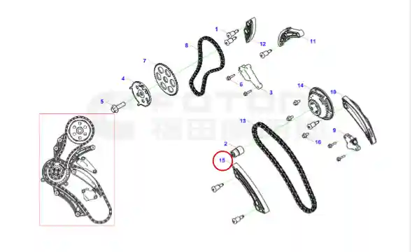 Cummins ISF2.8 Chain Guide 5567410 exploded view