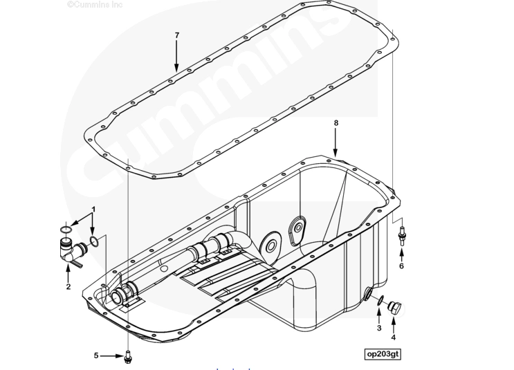 Cummins M11 Oil Pan 4952770 exploded diagram